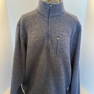 Eddie Bauer Sweater Mens XL Blue black Pullover Quarter Zip Polyester.